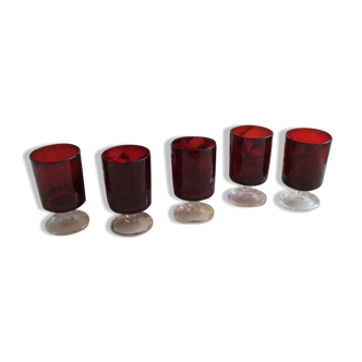 Set of 5 glasses a wine luminarc Arcoroc 1970s