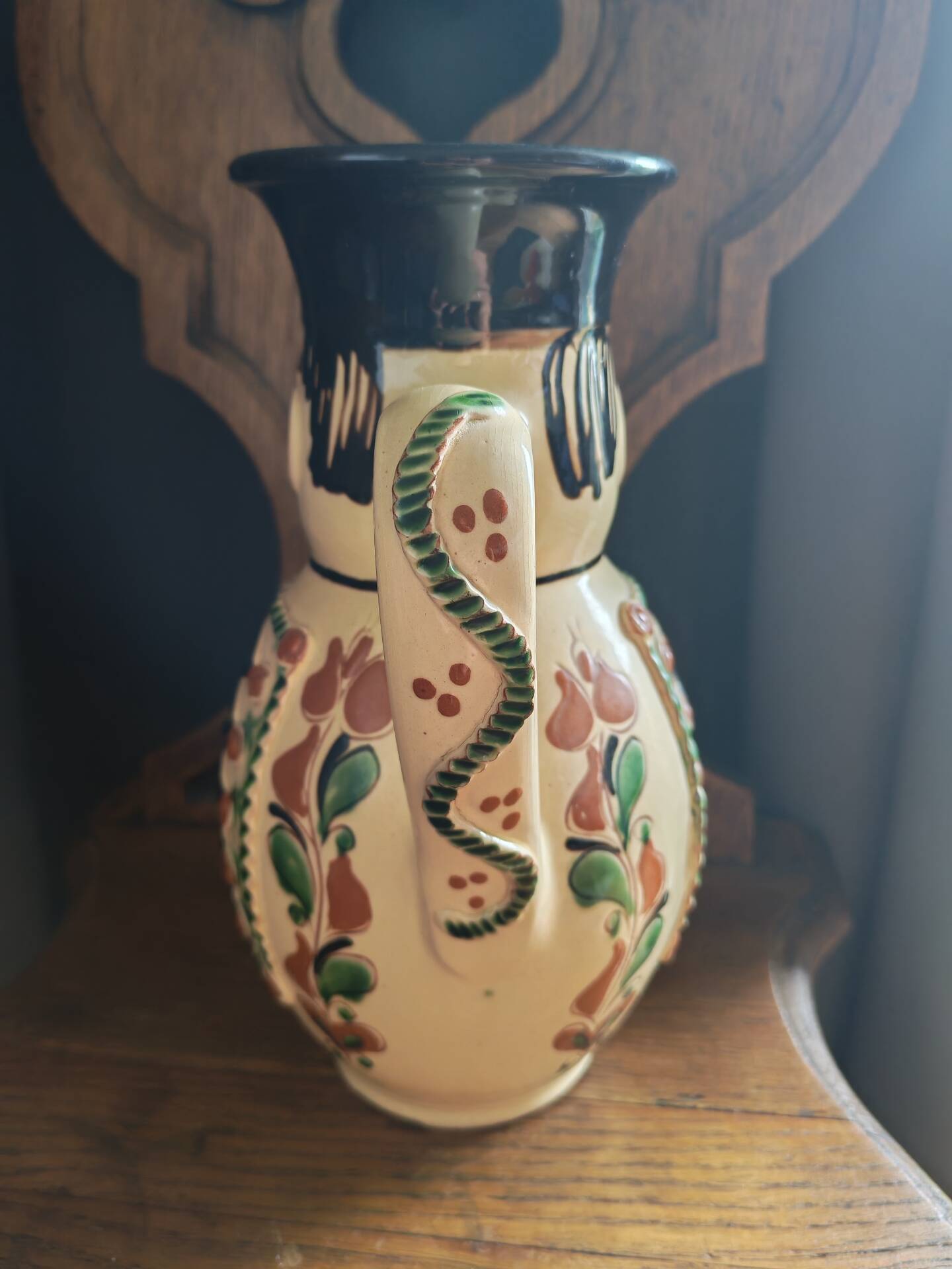 Anthropomorphic pitcher in slipware Hungarian folk art 1960