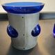 Duo of Art Deco candlesticks in blue glass paste
