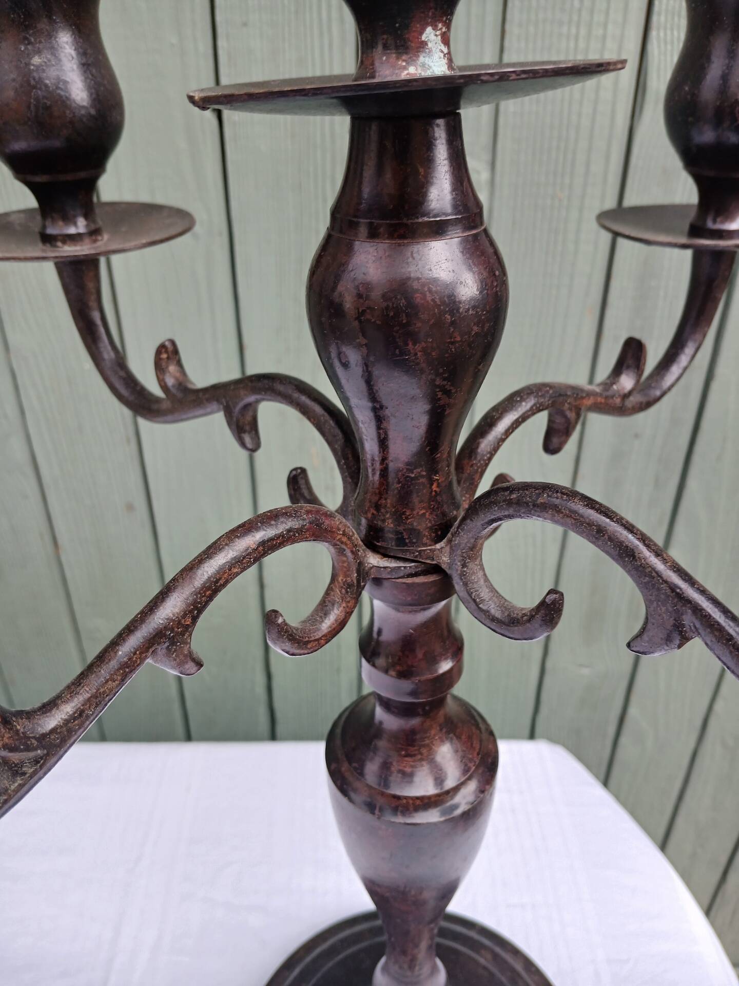 Pair of 5-light metal candlesticks