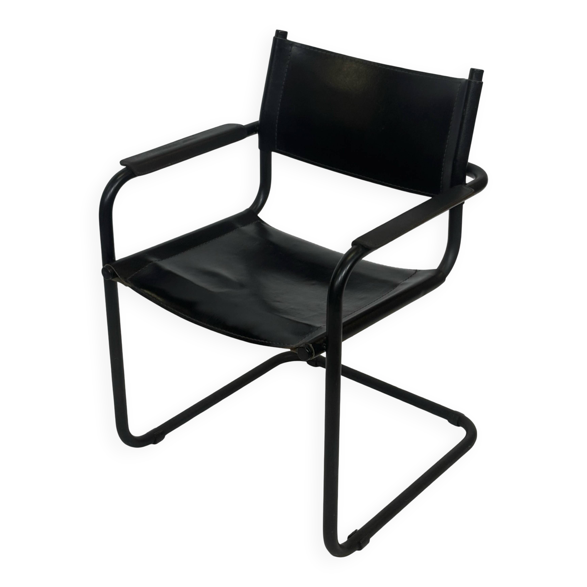 Vintage Breuer style leather chair B32/34 Italian Design in black