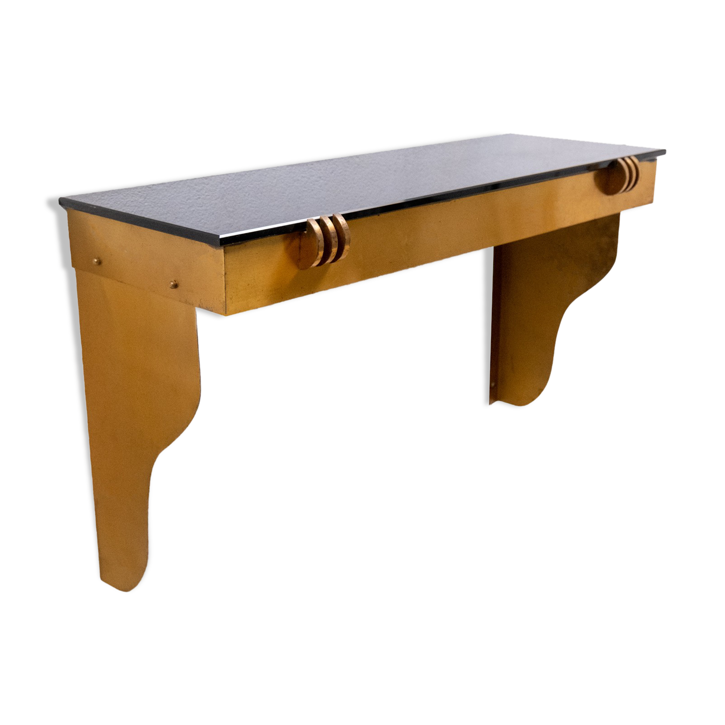 Art deco brass wall console Jean Pascaud