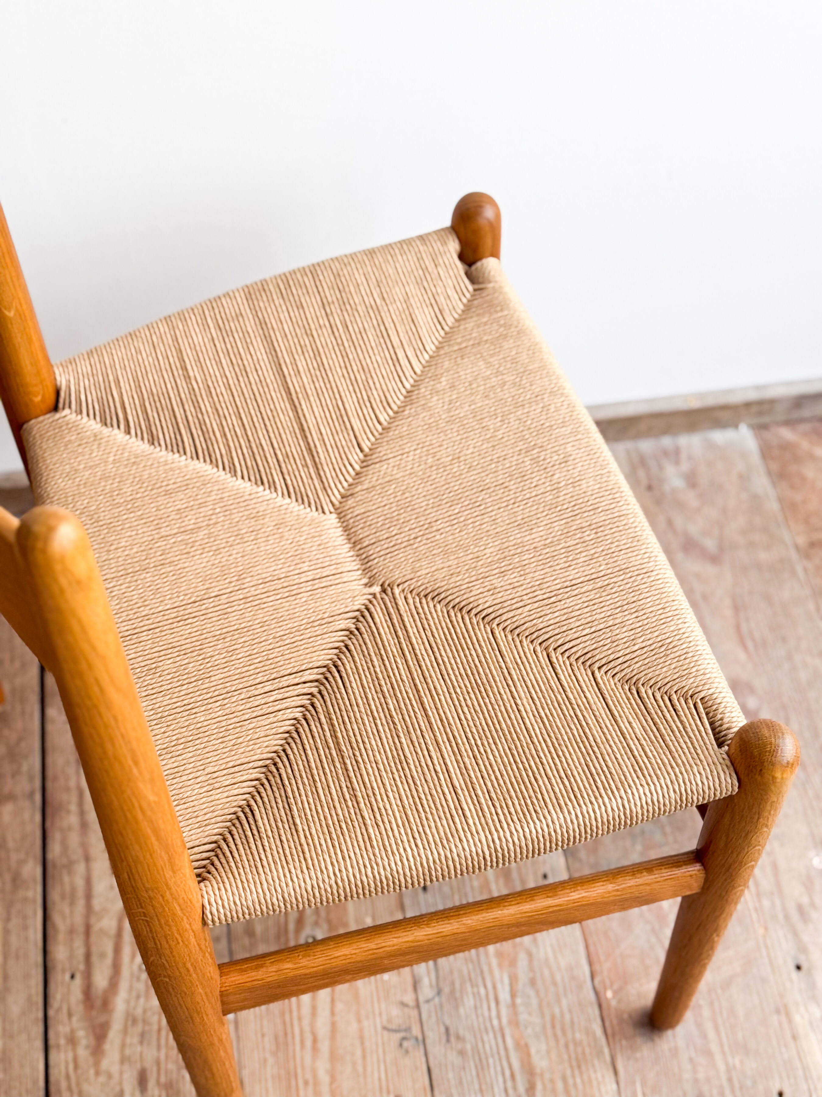 Ensemble de 6 chaises CH36 de Hans J. Wegner en chêne, corde danoise
