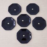 6 "Octime" black Arcoroc dessert plates