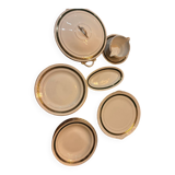 Complete old service in green and gold Limoges porcelain.