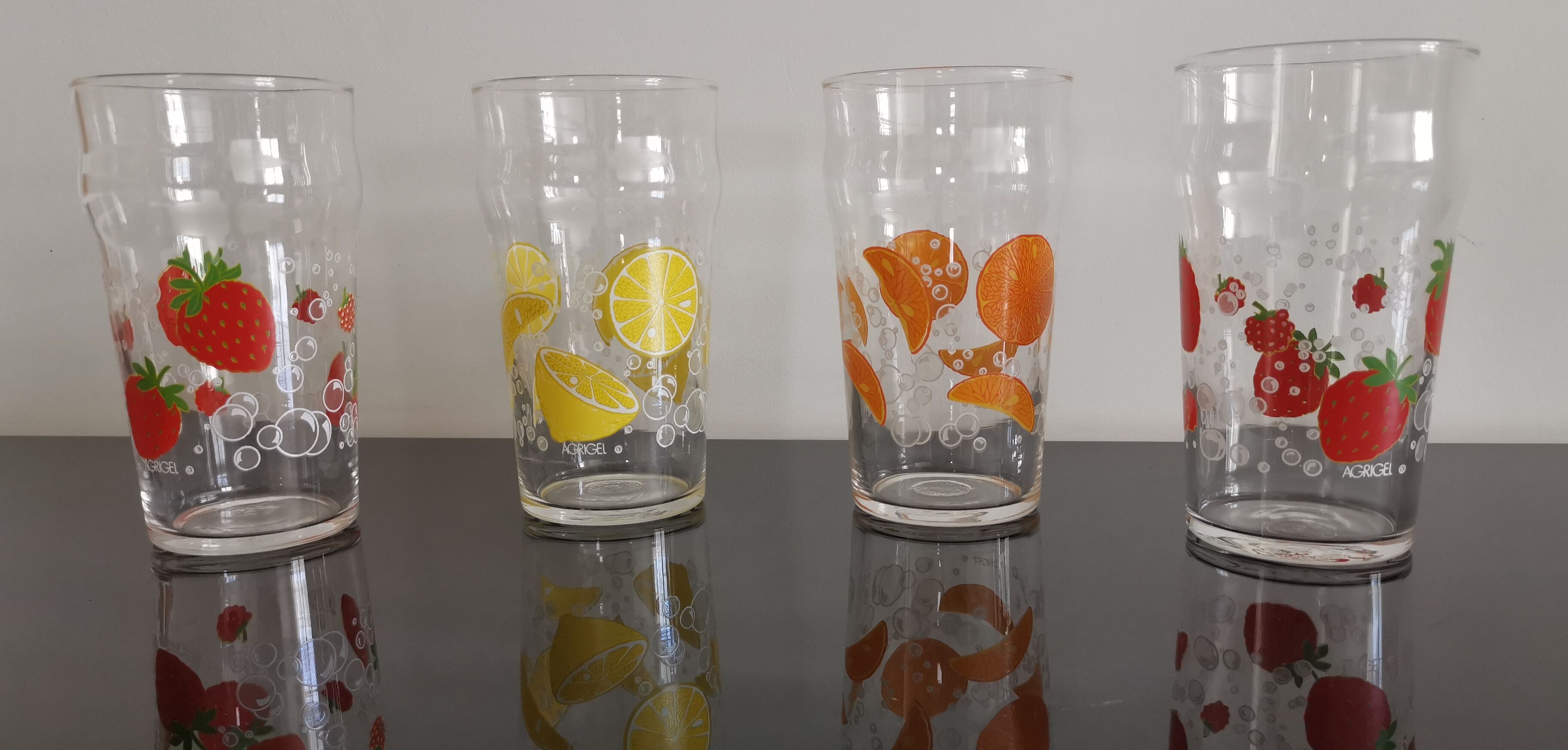 4 large orangeade glasses Agrigel Arcoroc