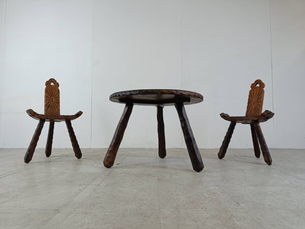 Ensemble de tabourets brutalistes espagnols, 1950