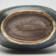 Large blue vase with ceramic rider by Jean de Lespinasse