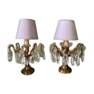 Pair of crystal lamps