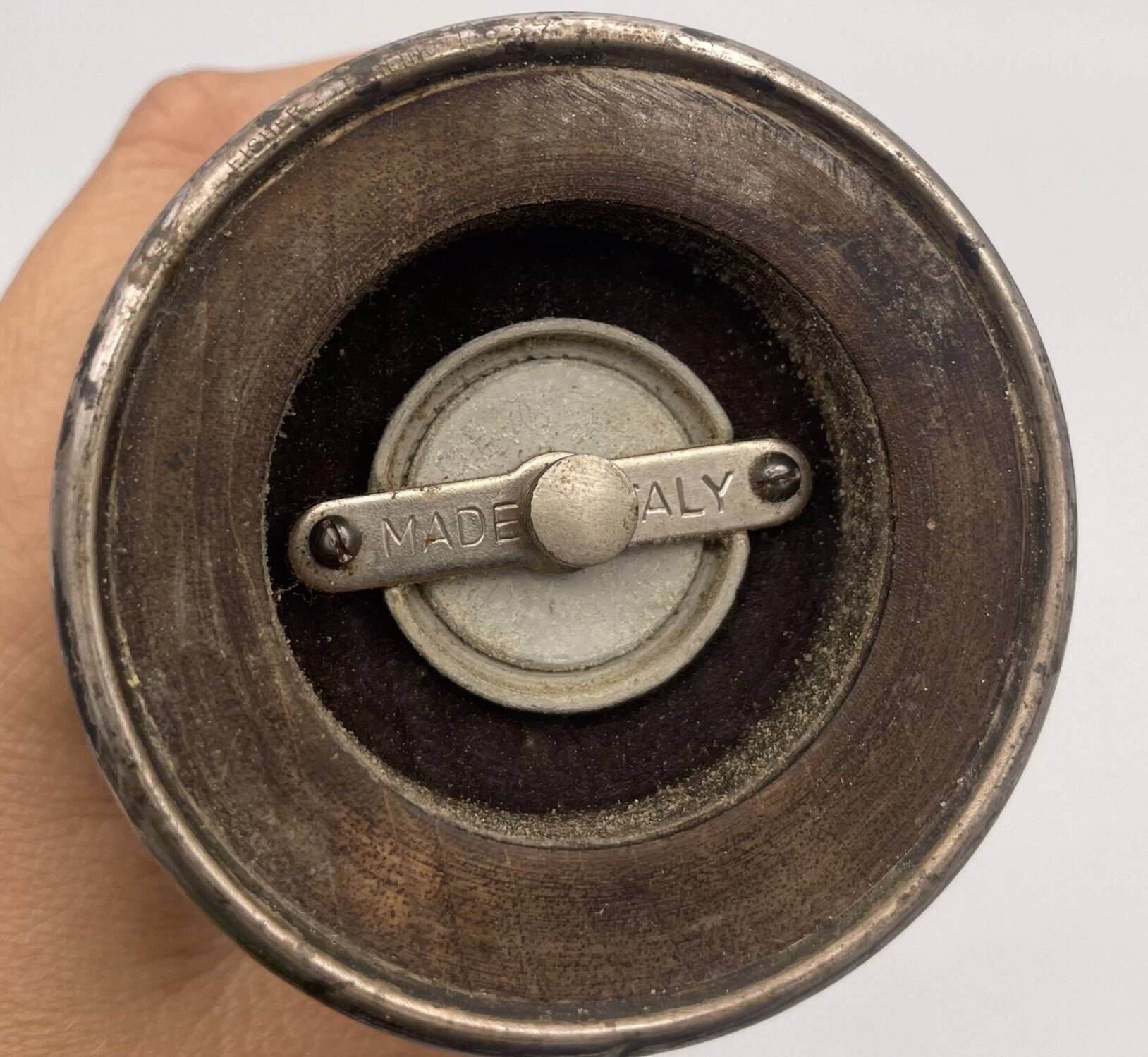 Vintage pepper mill in wood and silver, fisher silversmith 1937, italy
