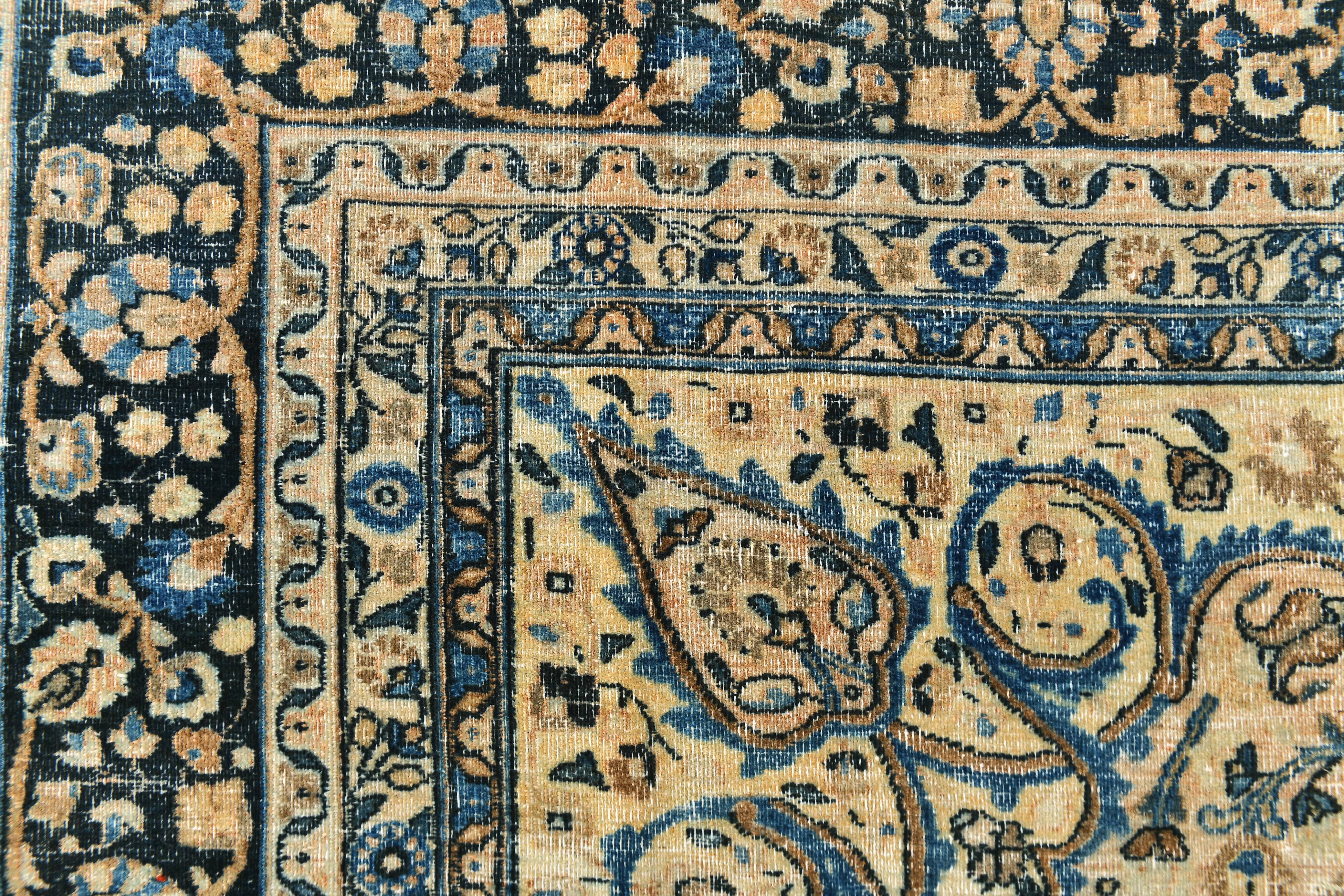 8x11 Rug For Living Room Navy Blue Antique Persian Rug, 260x343Cm