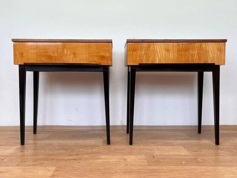 Pair of design wooden tables by UP Zavody - Czechoslovakia - 1940s