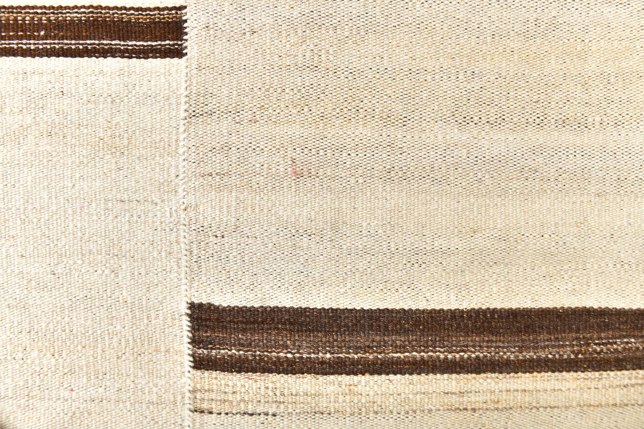 9x11 Beige & Light Brown Handwoven Kilim Rug For Living Room, 262x338 Cm