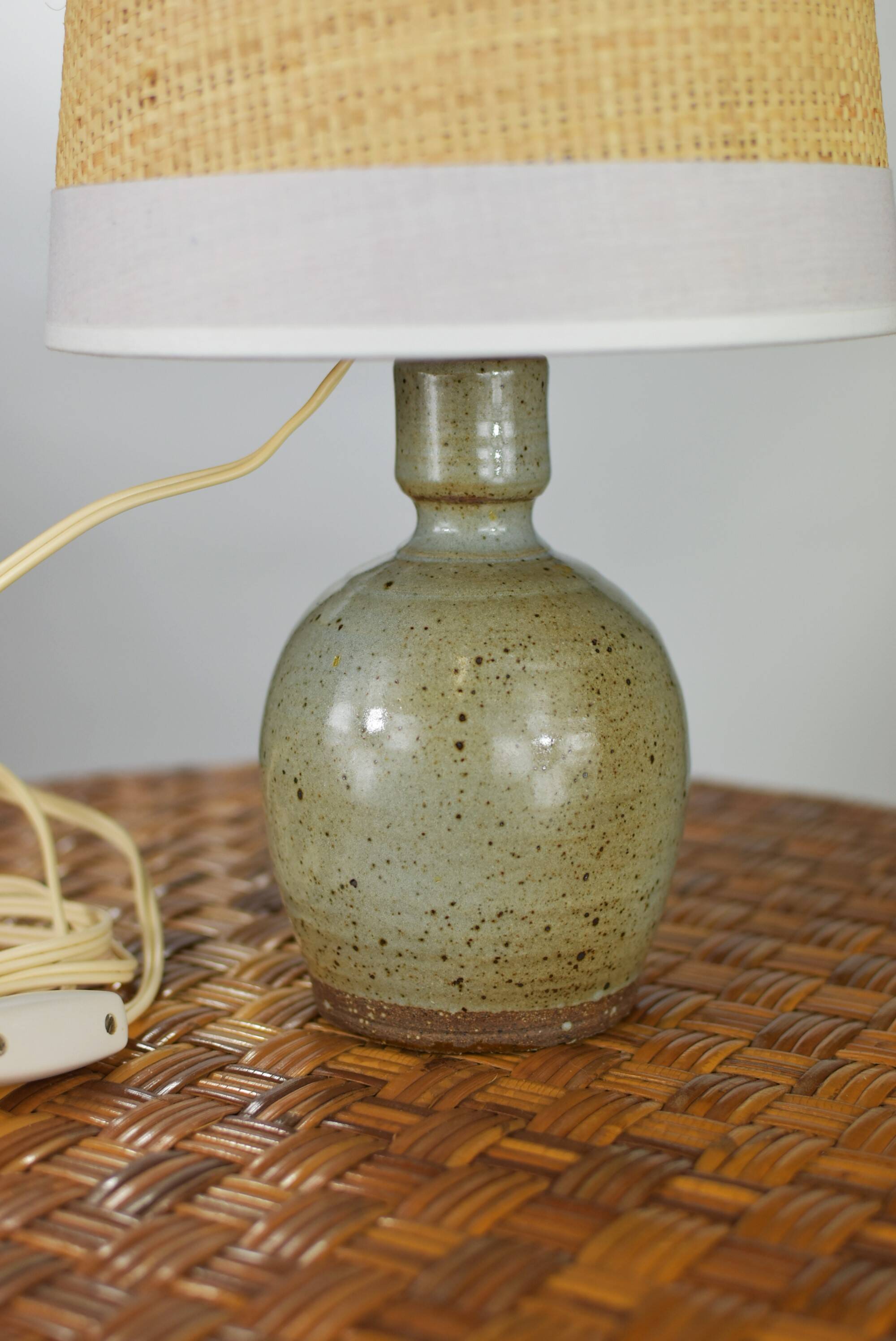 Gray pyrite stoneware lamp