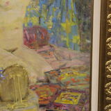 Oil on canvas young woman with a pink knot by riasnianski