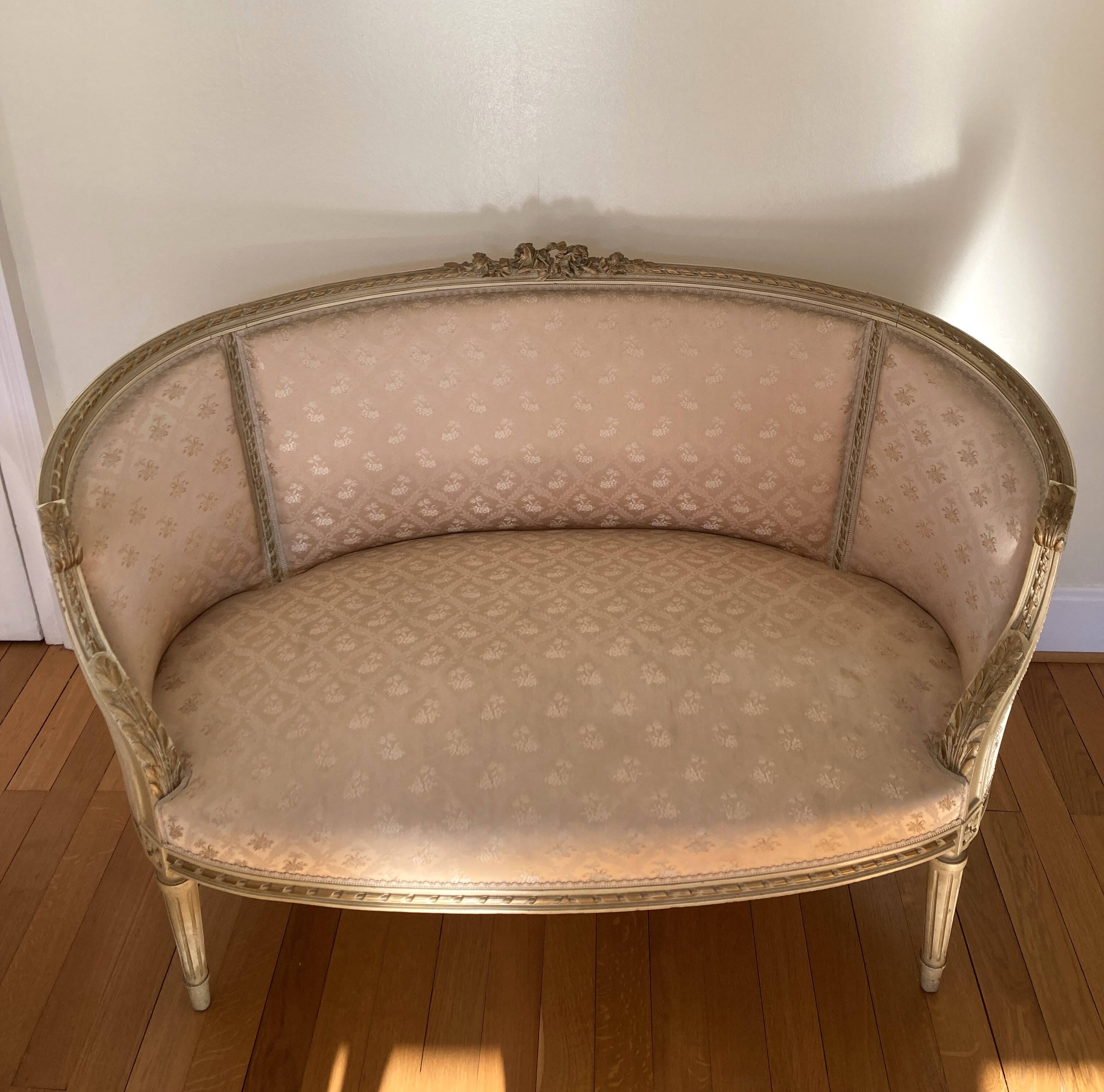 Louis XVI ivory and gold basket bench