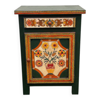 Large hand-painted Provençal folk art cabinet by a Provençal artist, 1970s
