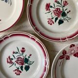6 vintage flowered earthenware flat plates