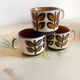 3 vintage coffee cups - boch belgium - "rambouillet" model