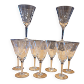 9 verres à pied en cristal,  vintage , Boussu Belgique