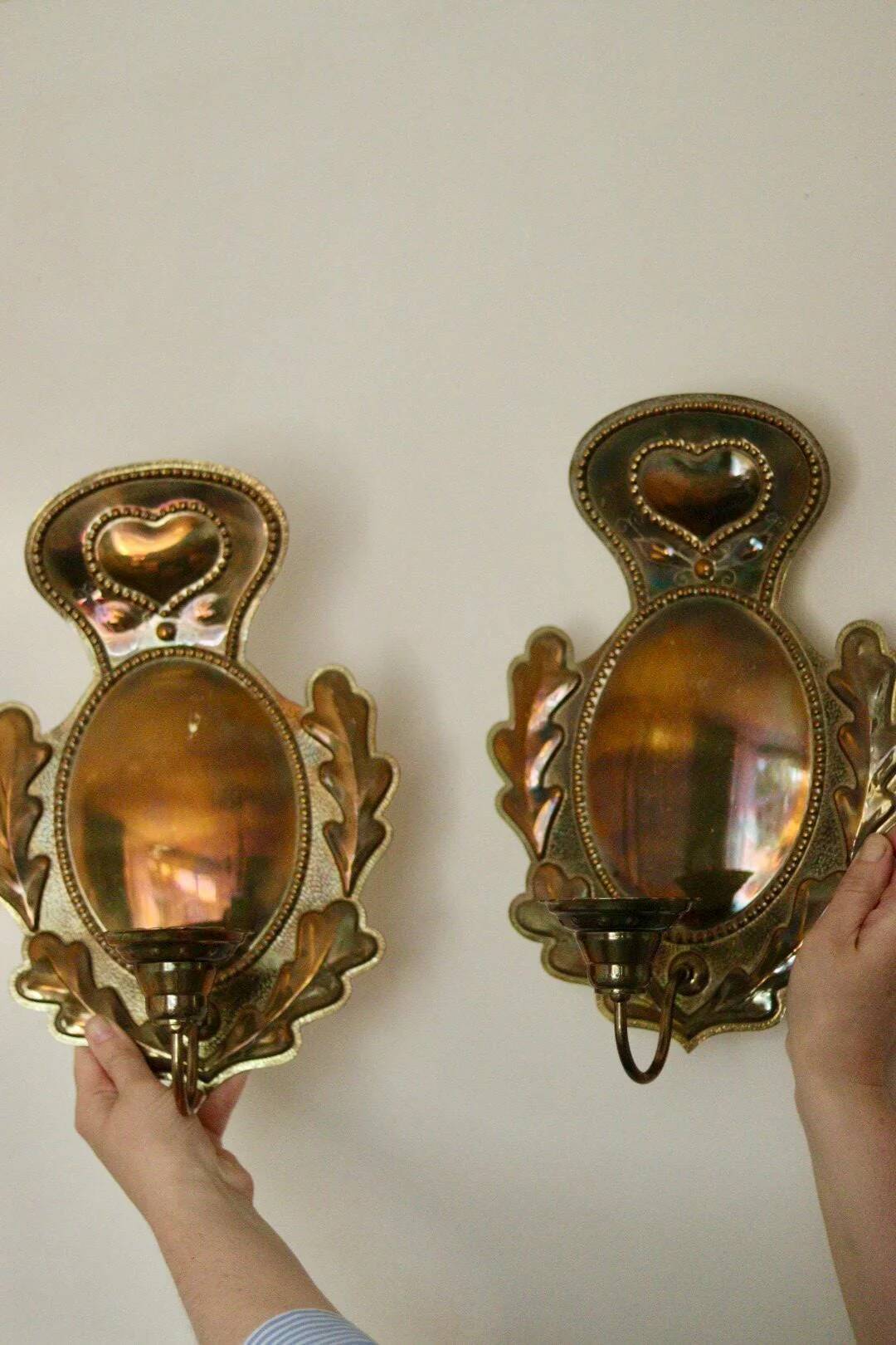 Paire d'appliques suédoises en laiton du milieu du siècle