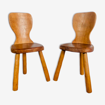 Pair of brutalist tripod chairs