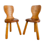 Pair of brutalist tripod chairs