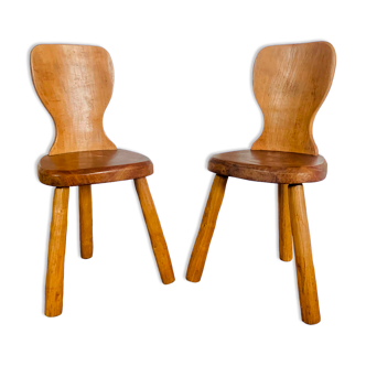 Pair of brutalist tripod chairs