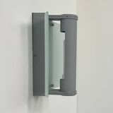 Vintage wall light, grey lacquered metal and frosted curved glass, France, 1980.