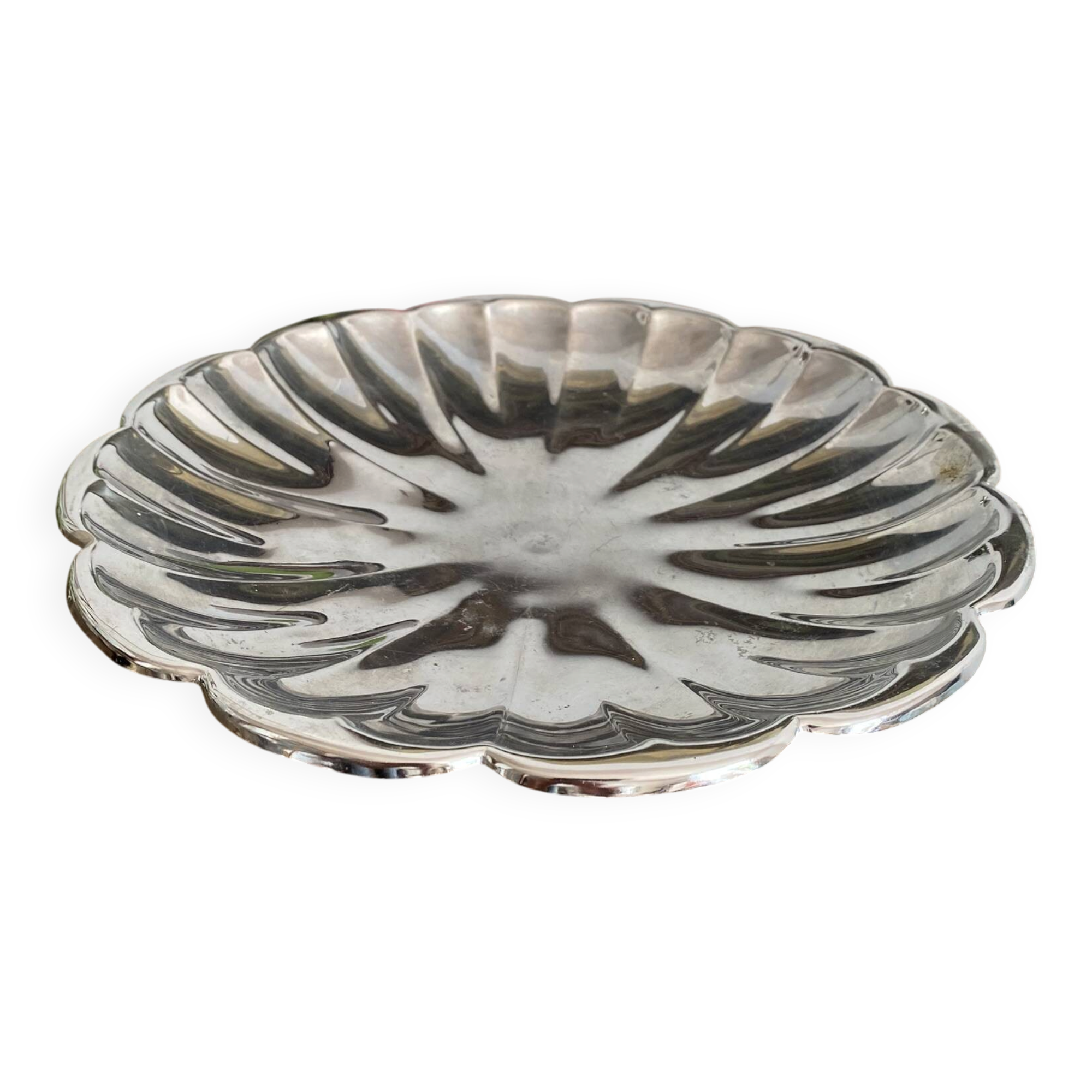 Stainless steel dish with ball feet 32 cm