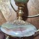 Lampe de table onyx vert & laiton doré griffes acanthe 1960s