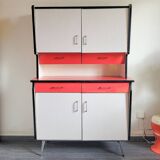 Vintage red and white formica sideboard