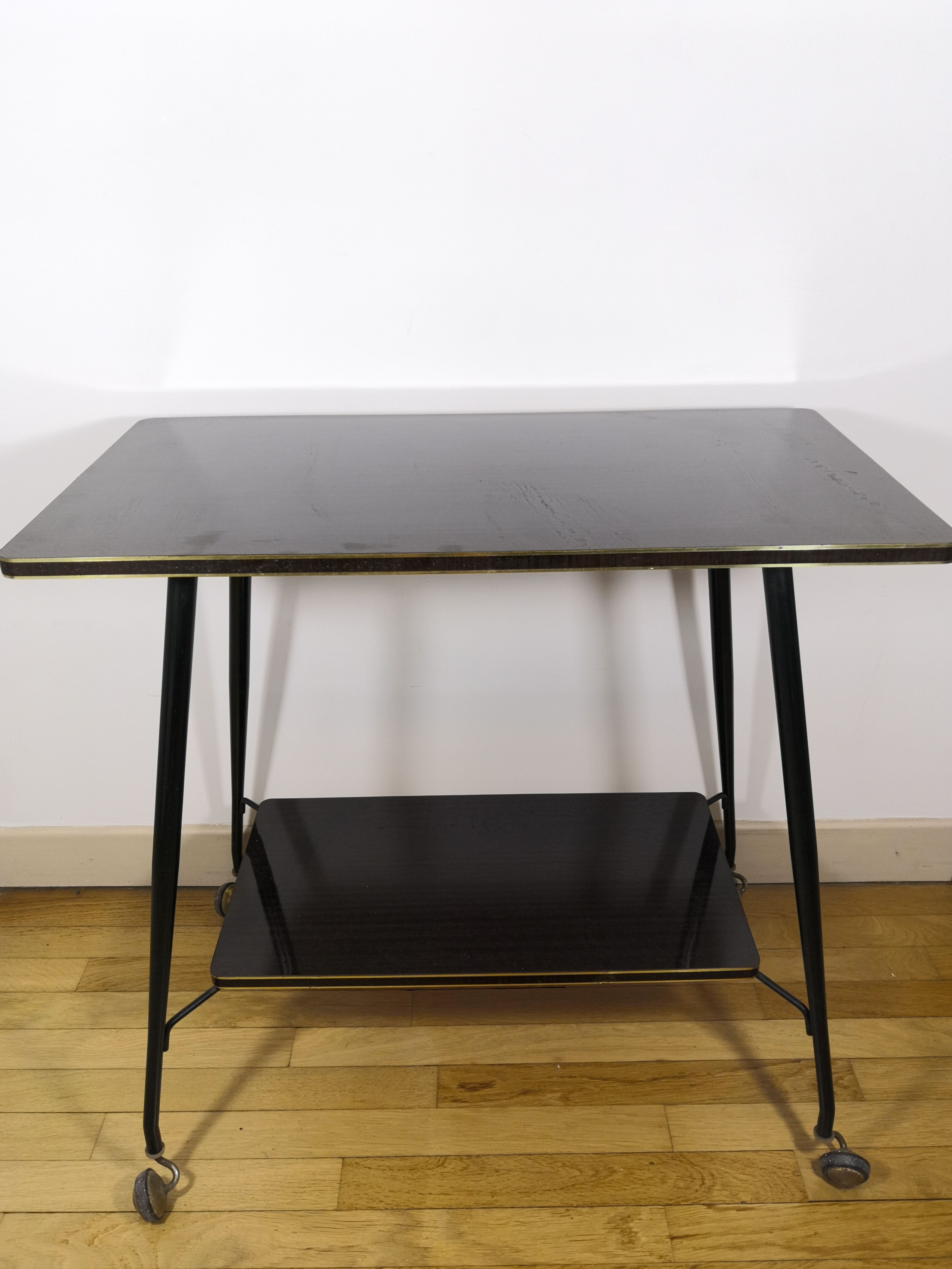 Desserte formica marron foncé vintage
