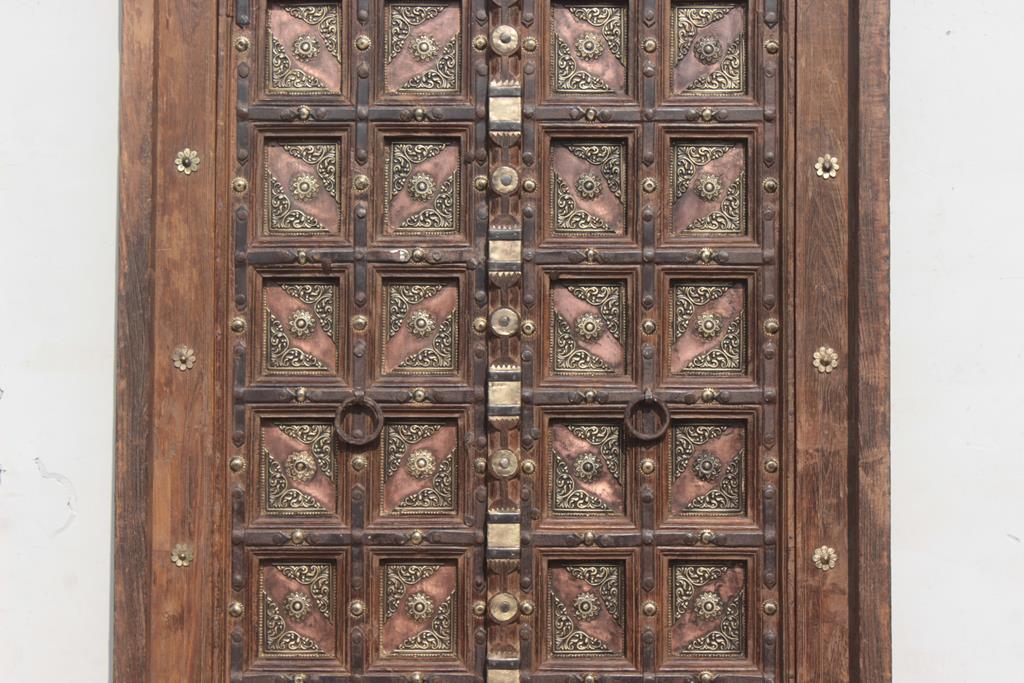 Old Indian door in old teak, piece and patina of origin