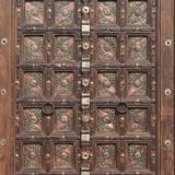 Old Indian door in old teak, piece and patina of origin