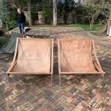 2 leather armchair-sofa Stig Poulsson Bekem. design 70s Denmark
