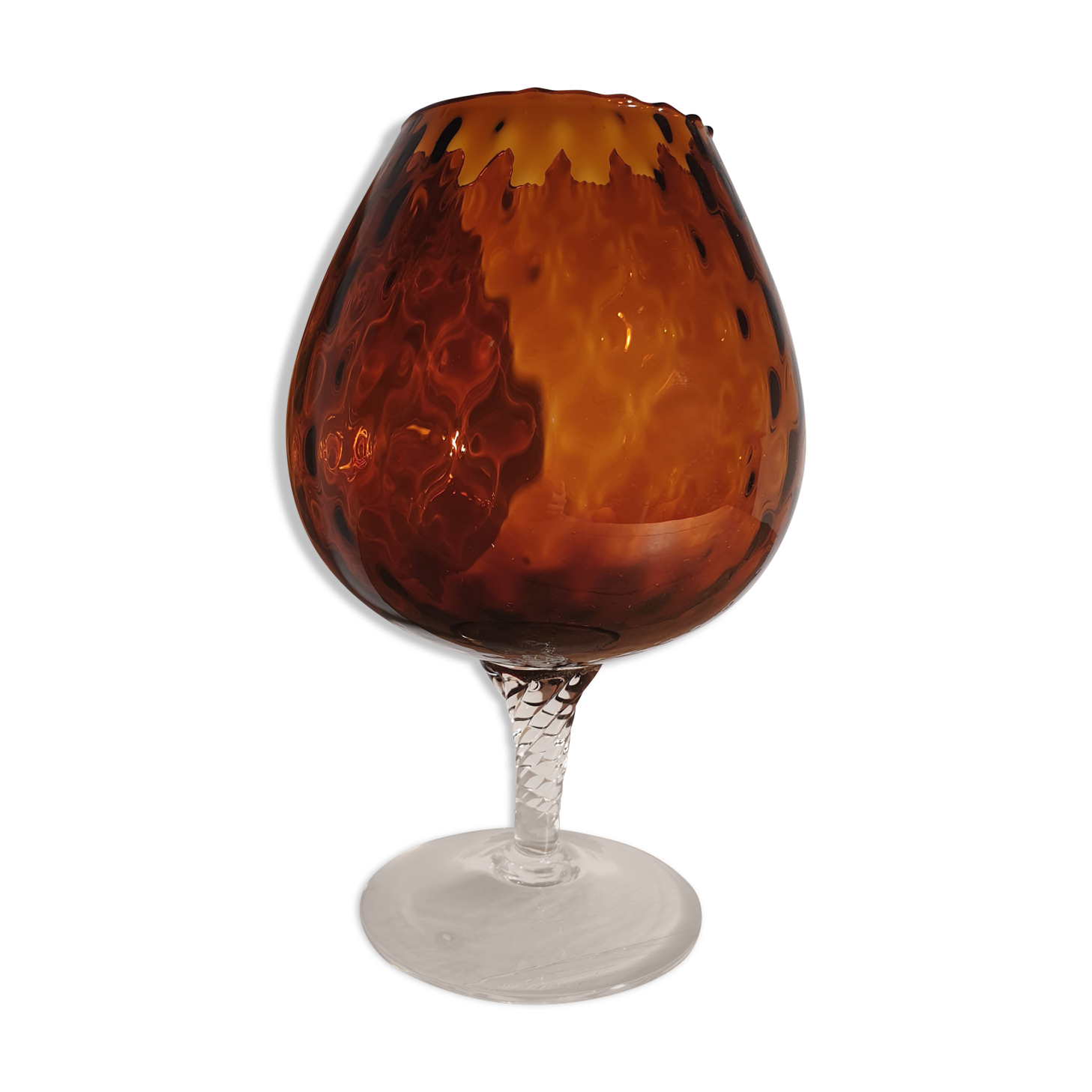 Amber glass ball cut. Italian. Empoli.  1950s