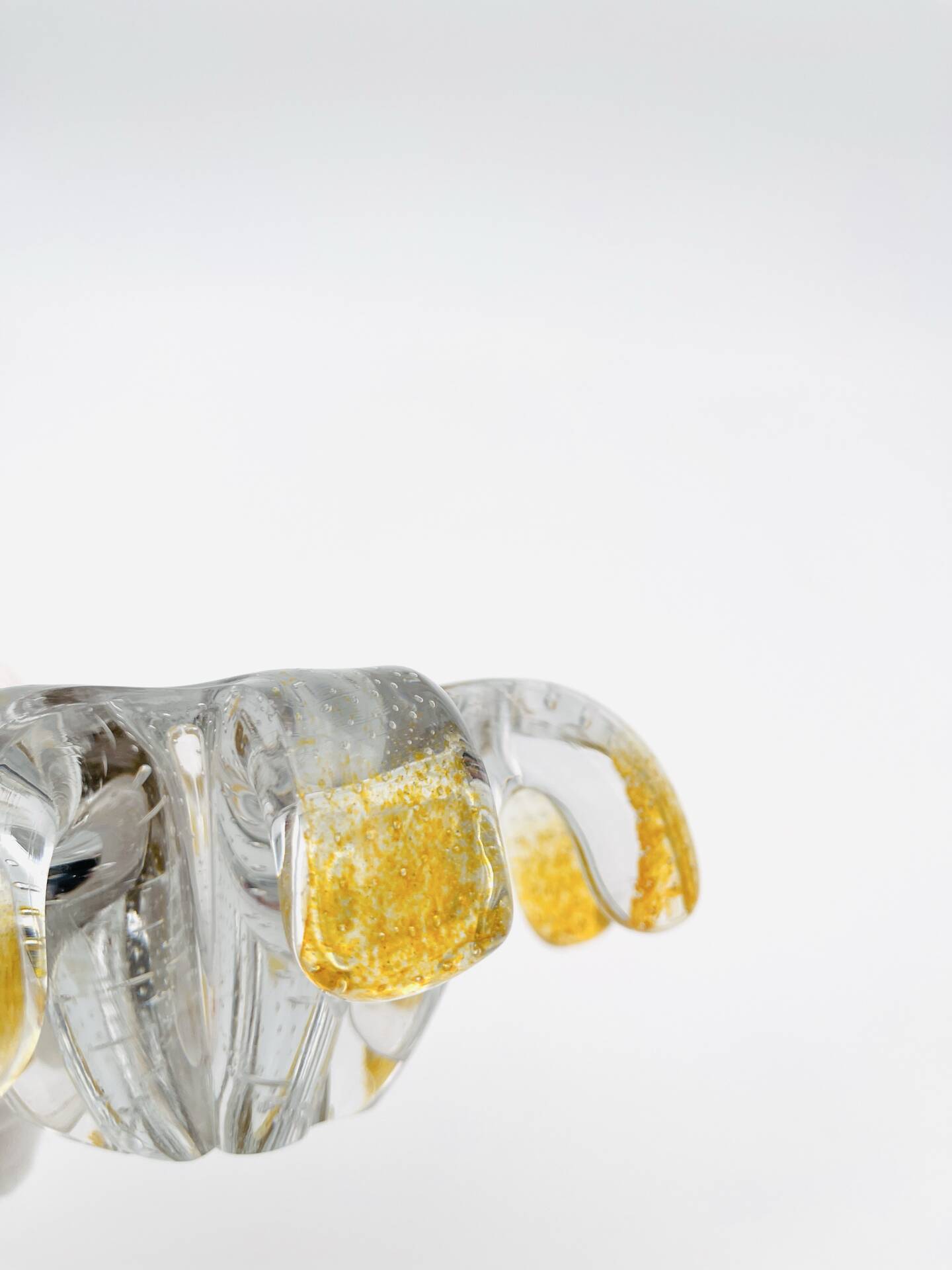 Murano Bowl Archimede Seguso Bullicante Crystal & Fritté Gold 1950