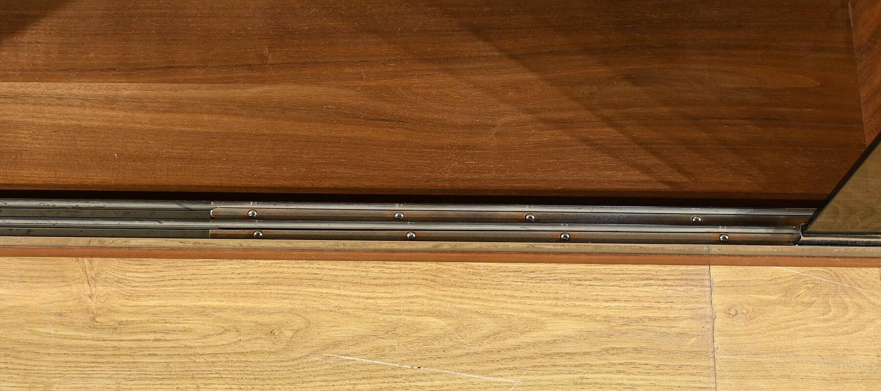 Long Glass Bookcase in Walnut, Rozaffy Style – 1960