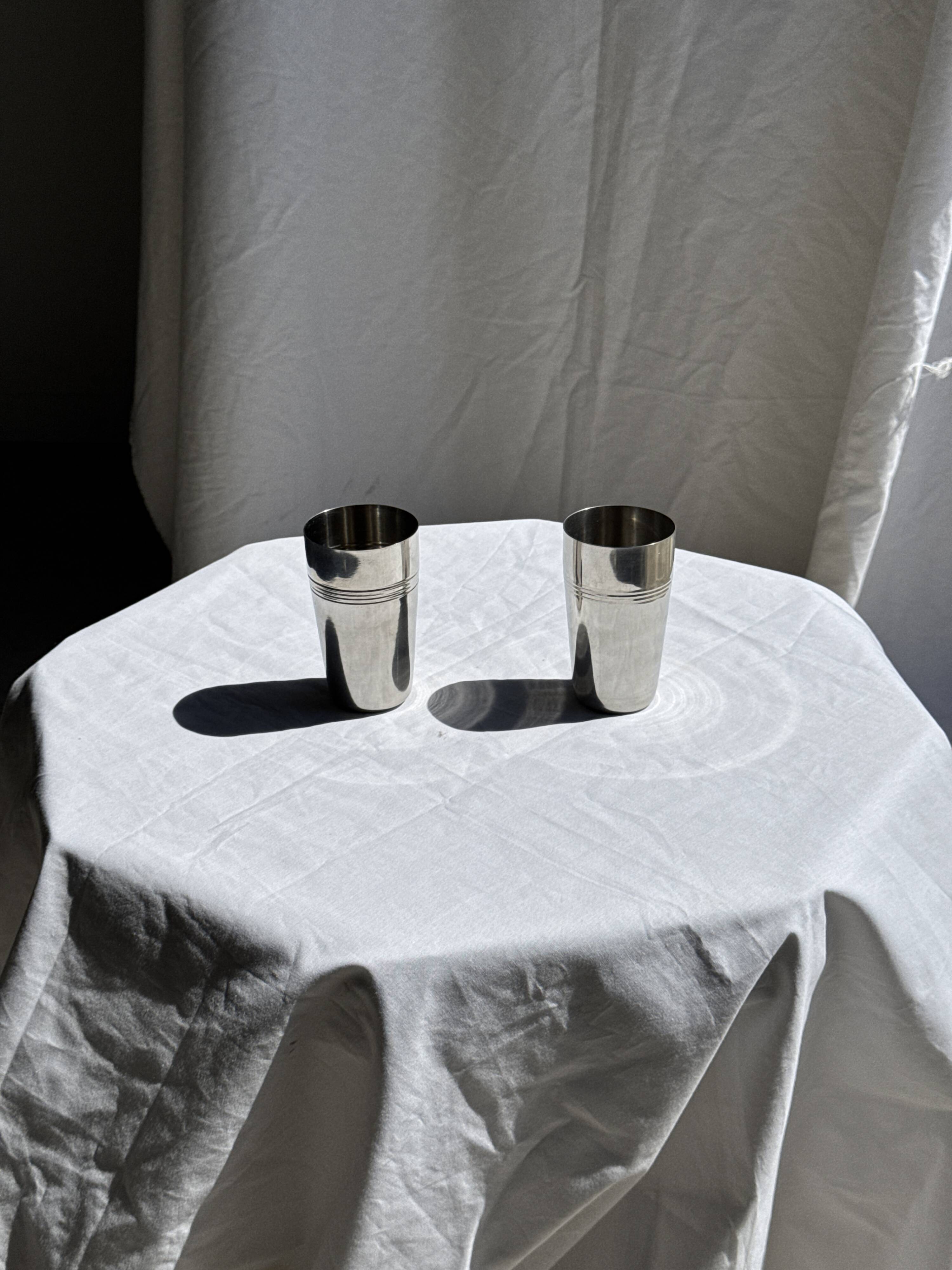 Set of 2 vintage stainless steel cups H12 D7