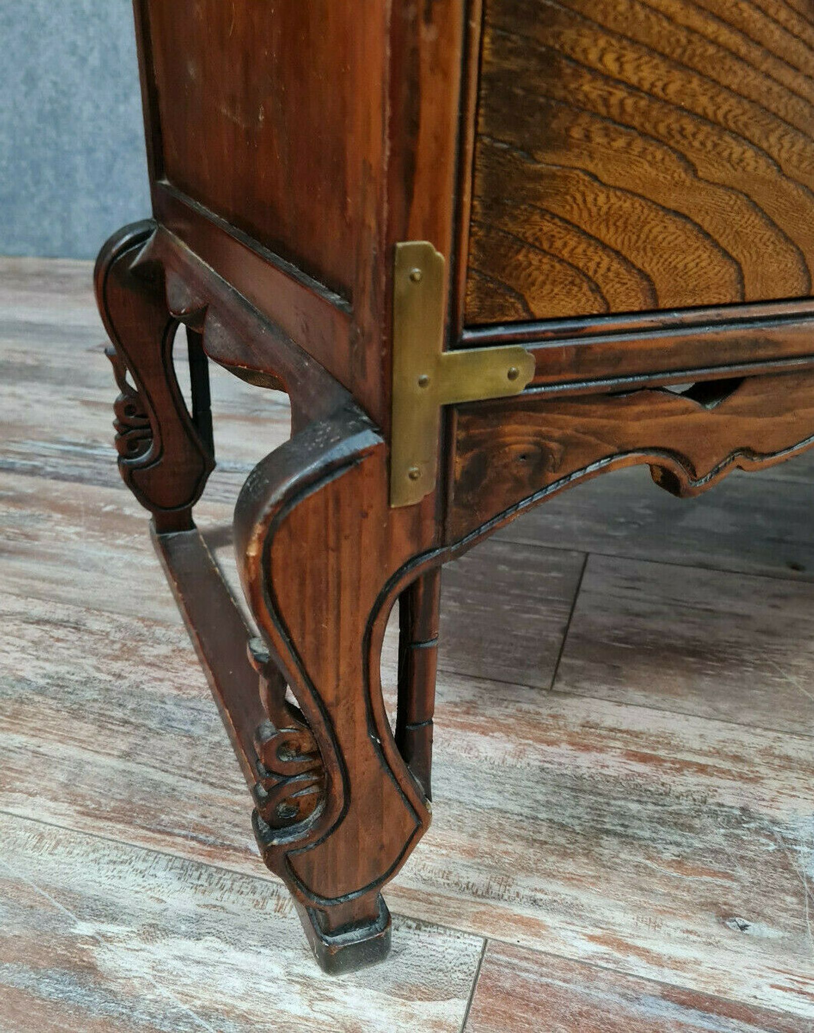 Asian pagoda buffet in exotic wood and gilded bronze circa 1920-1940