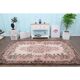 1970s Vintage Turkish Oushak Handmade Wool Cotton Pink Area Rug 173x293
