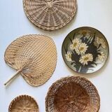 VINTAGE Wicker and Brass Wall COMPOSITION