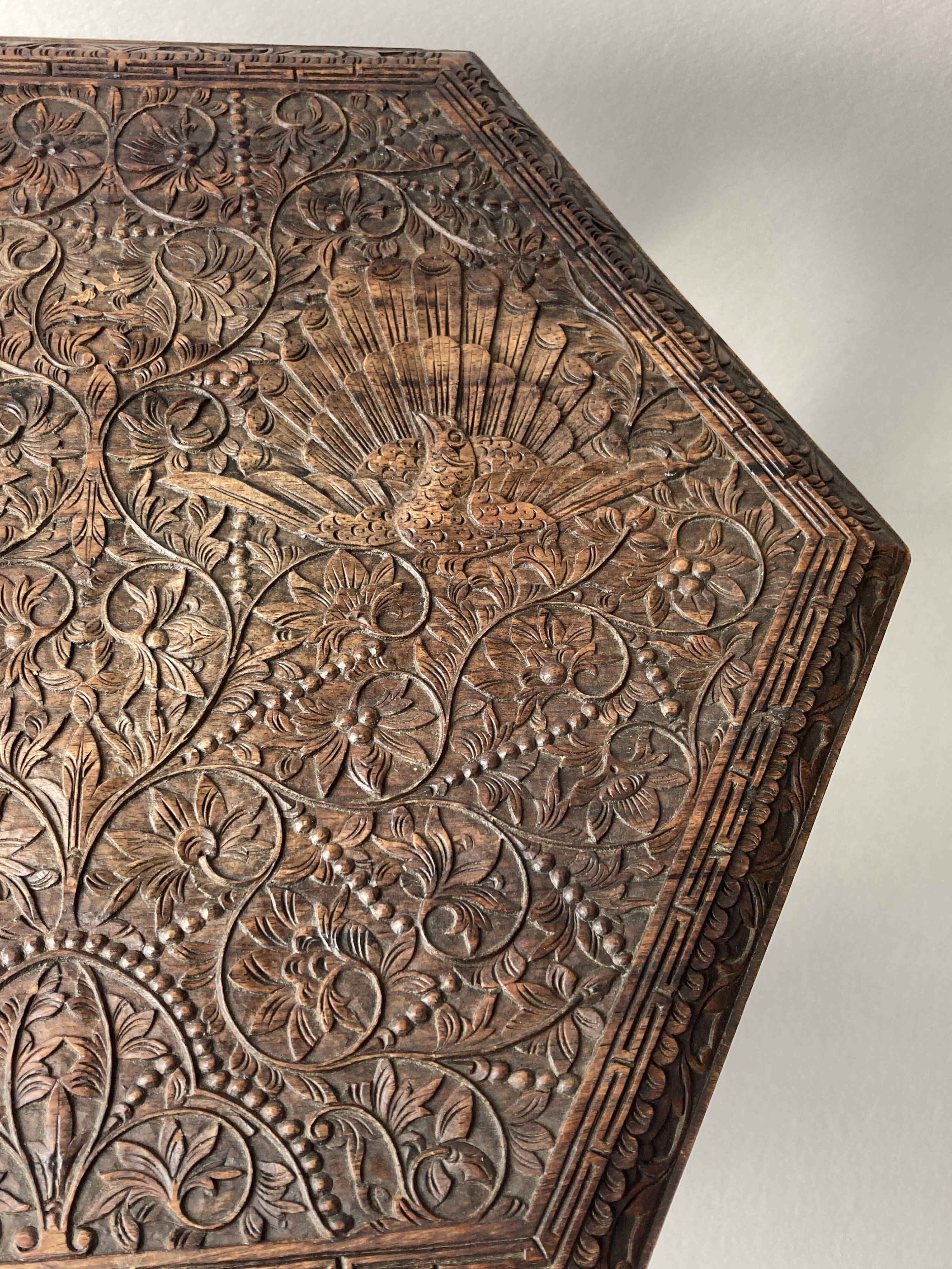 Antique 19th century burmese hand carved side or end table