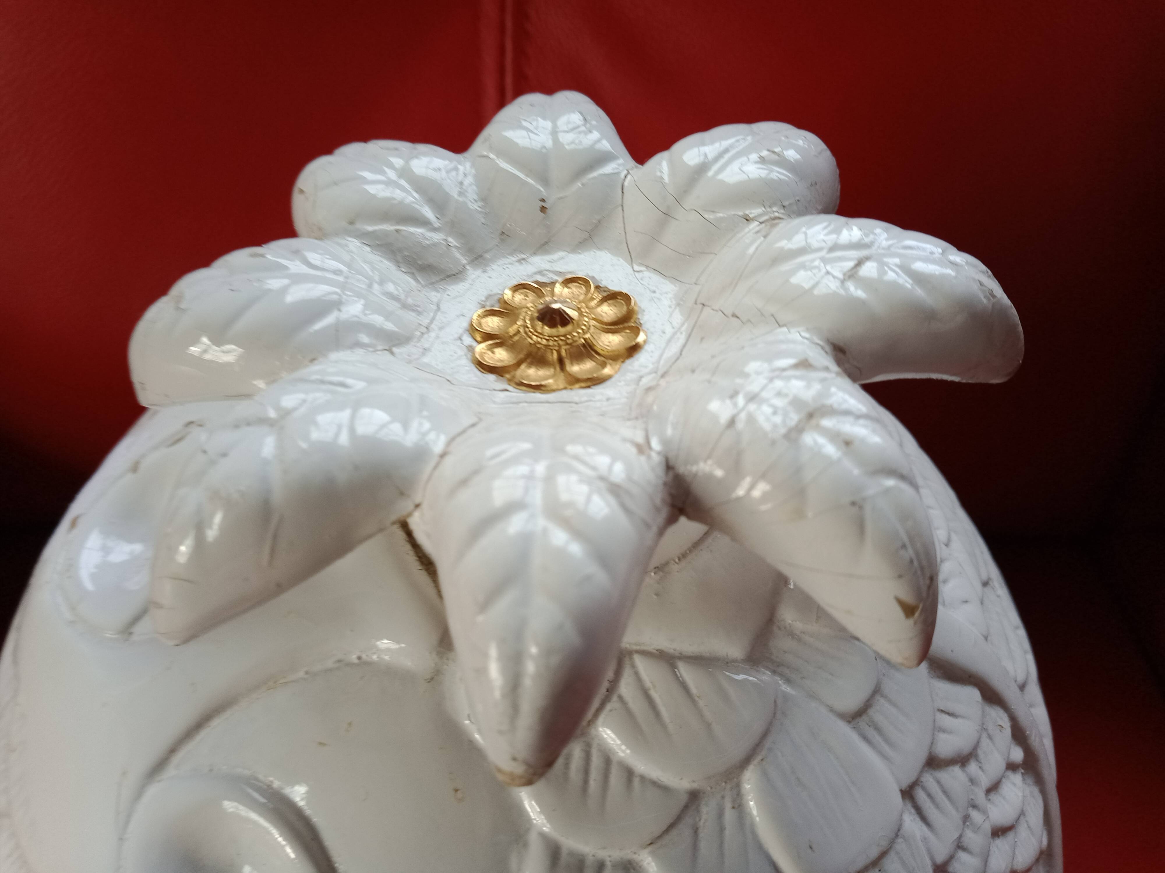 Ice bucket - pineapple - white lacquered cork - animal plant decoration
