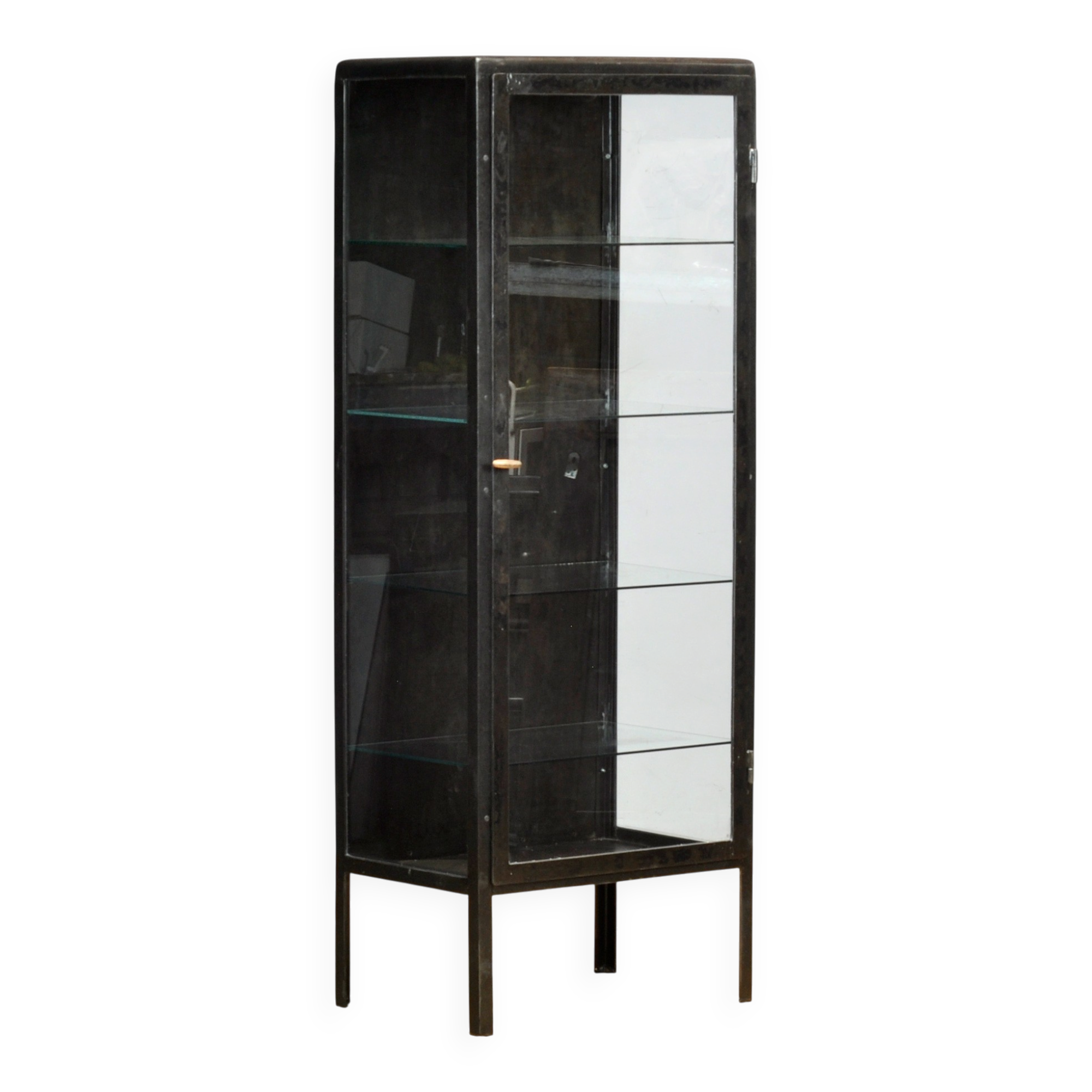 Polished iron medicine cabinet, 1920s