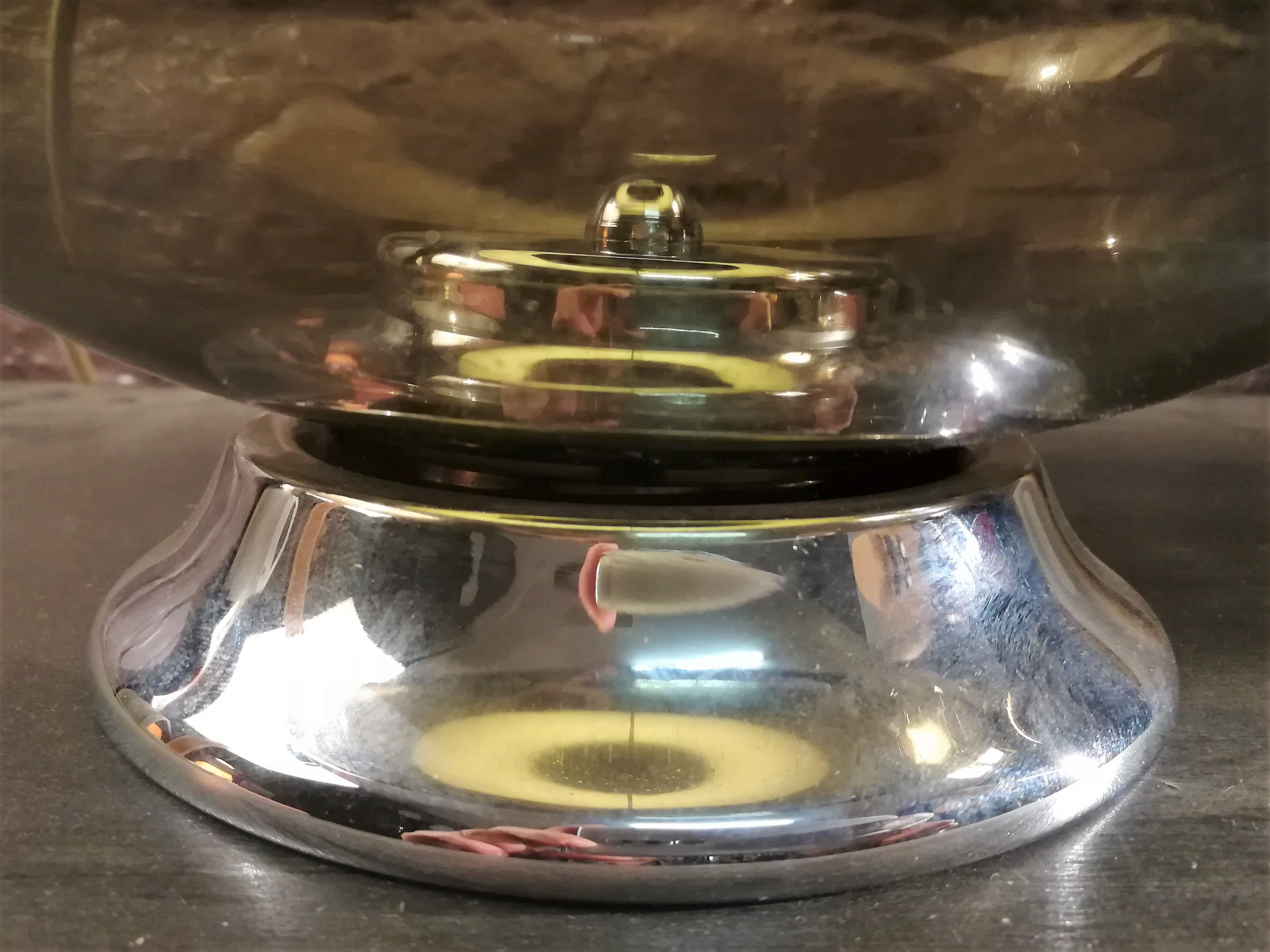 Lamp in glass and chrome