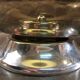 Lamp in glass and chrome