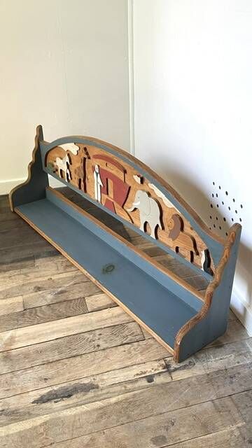 Vintage solid wood noah's ark shelf