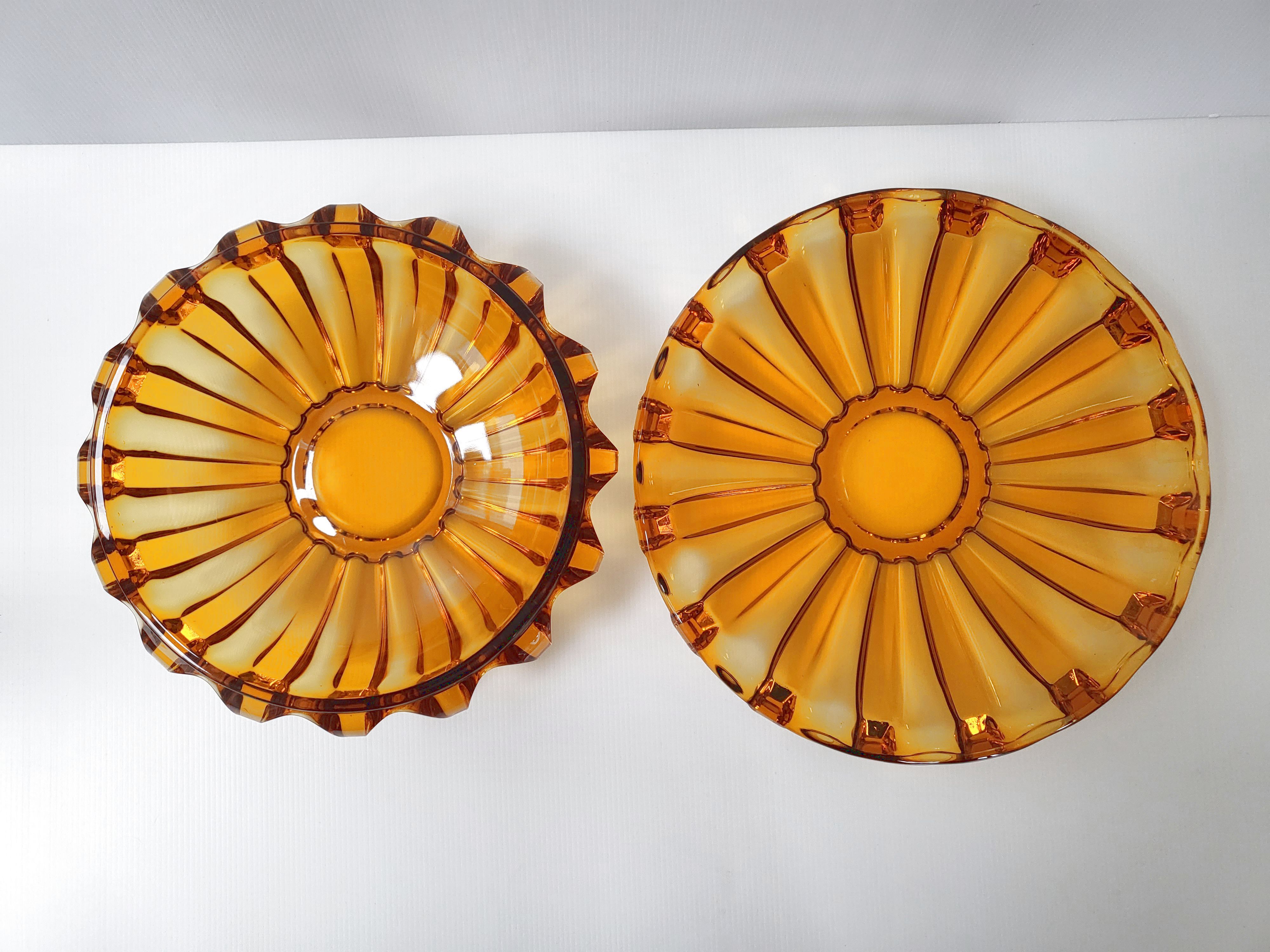 Set of 2 art deco crystal cups 1940